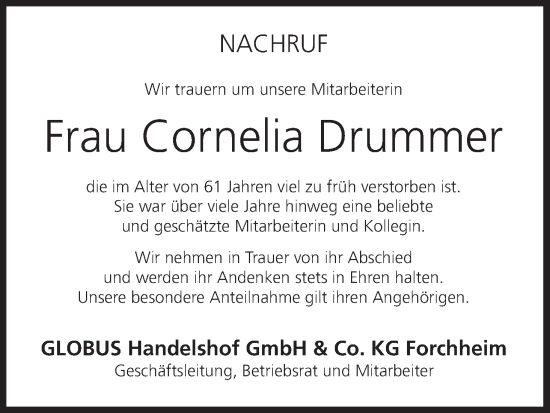 Anzeige von Cornelia Drummer von MGO