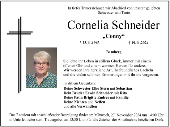 Anzeige von Cornelia Schneider von MGO