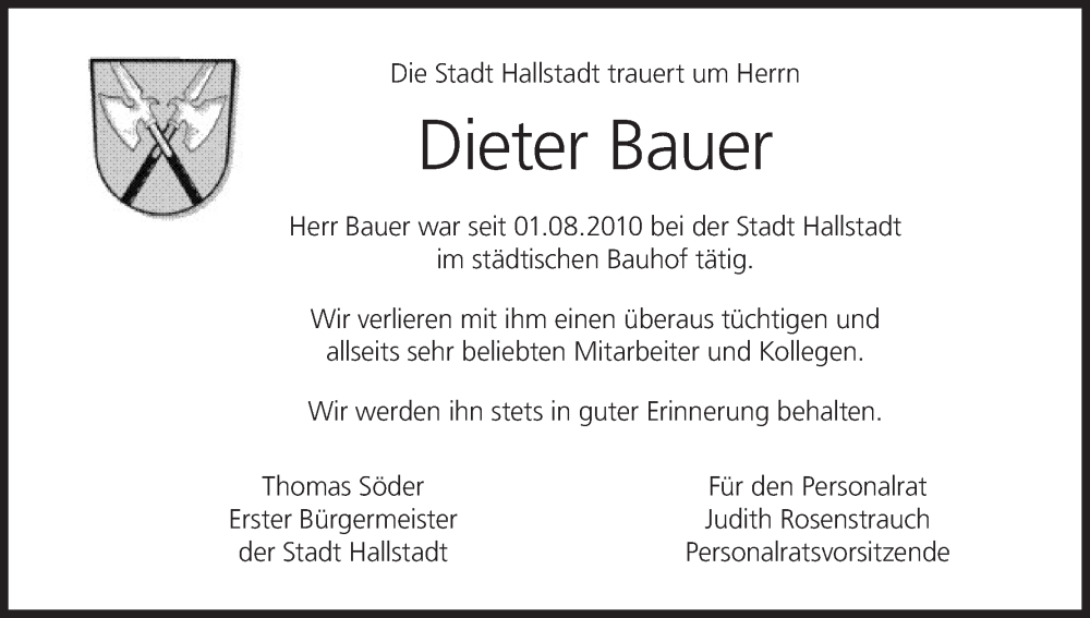  Traueranzeige für Dieter Bauer vom 02.11.2024 aus MGO