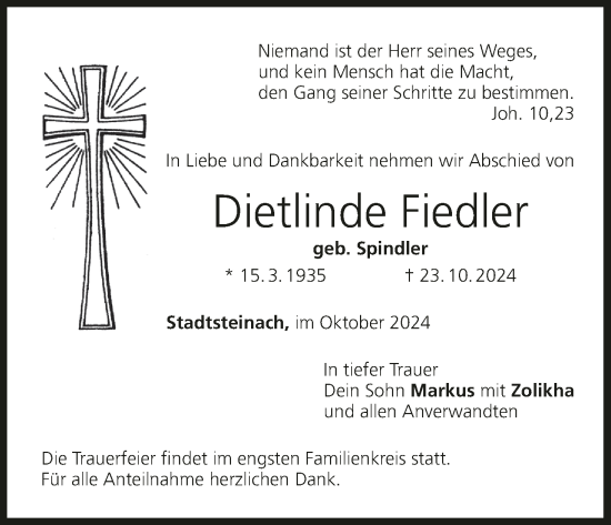 Anzeige von Dietlinde Fiedler von MGO