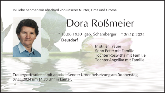 Anzeige von Dora Roßmeier von MGO