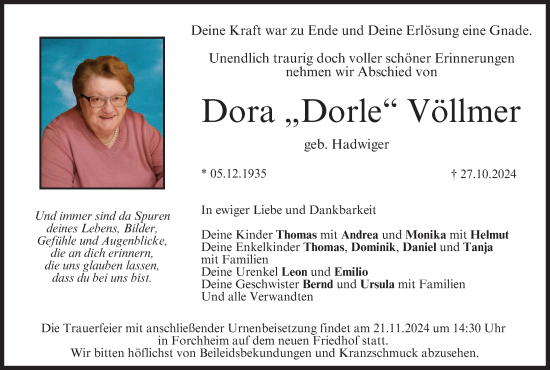 Anzeige von Dora  Völlmer von MGO