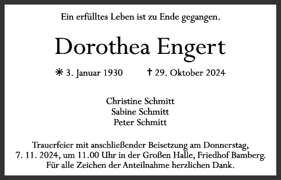 Anzeige von Dorothea Engert von MGO