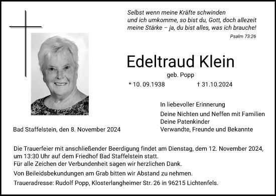 Anzeige von Edeltraud Klein von MGO