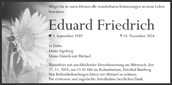 Anzeige von Eduard Friedrich von MGO