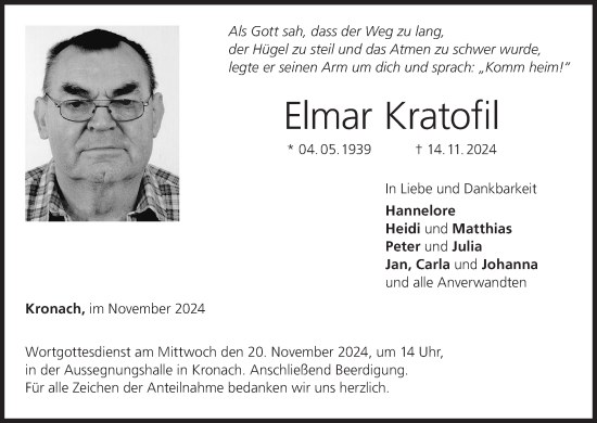 Anzeige von Elmar Kratofil von MGO