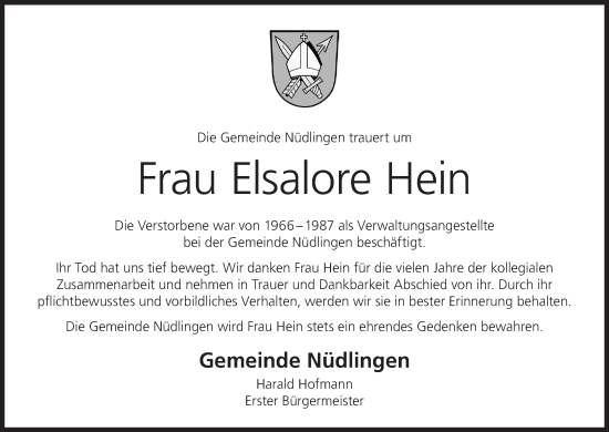 Anzeige von Elsalore Hein von MGO