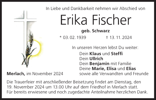 Anzeige von Erika Fischer von MGO