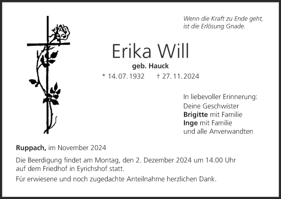 Anzeige von Erika Will von MGO