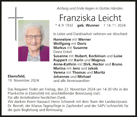 Anzeige von Franziska Leicht von MGO