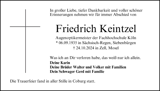 Anzeige von Friedrich Keintzel von MGO