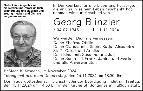 Anzeige von Georg Blinzler von MGO