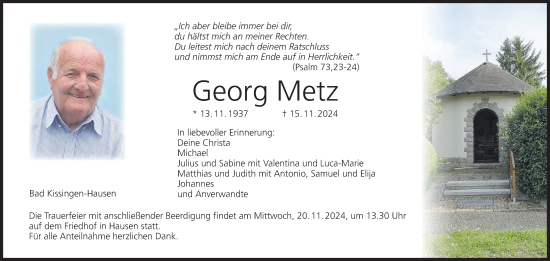 Anzeige von Georg Metz von MGO