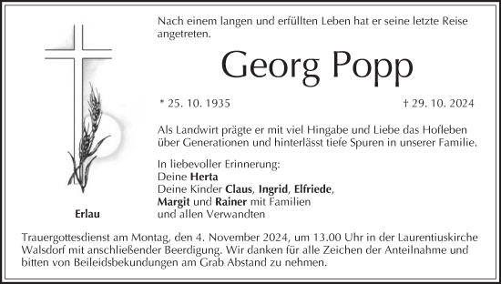 Anzeige von Georg Popp von MGO