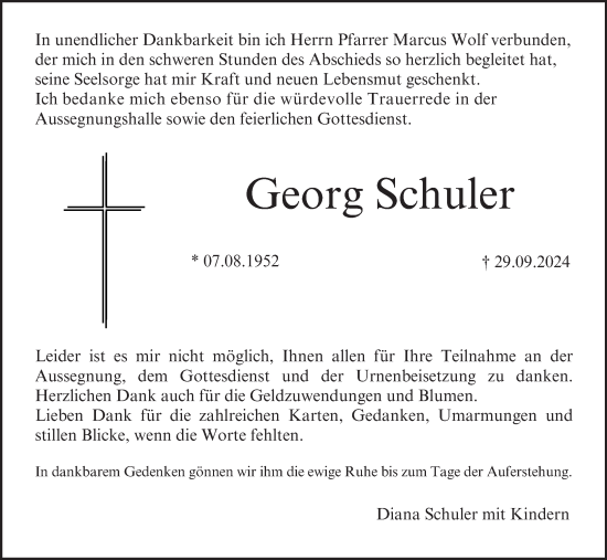 Anzeige von Georg Schuler von MGO