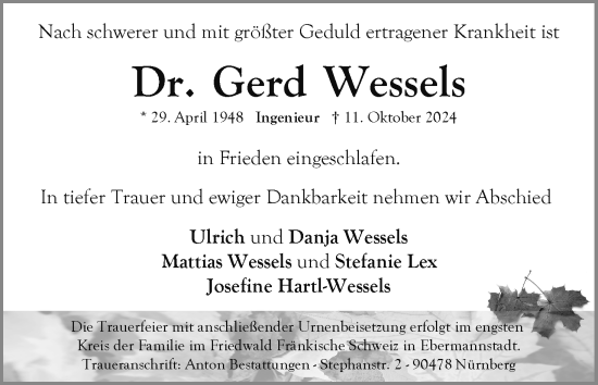 Anzeige von Gerd Wessels von MGO