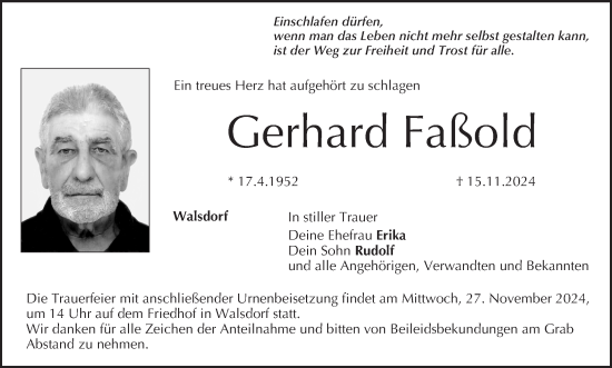 Anzeige von Gerhard Faßold von MGO