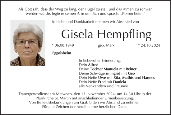 Anzeige von Gisela Hempfling von MGO