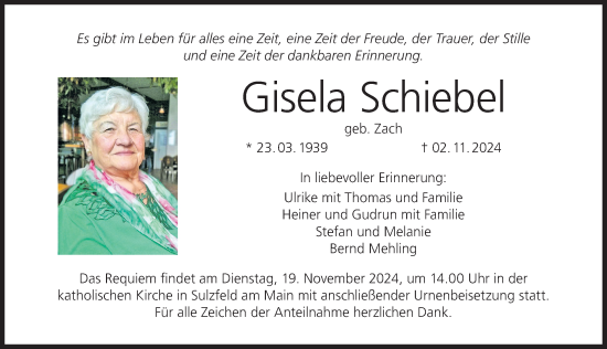 Anzeige von Gisela Schiebel von MGO