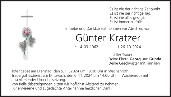 Anzeige von Günter Kratzer von MGO