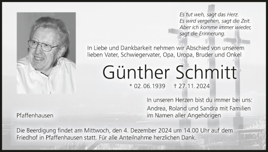 Anzeige von Günther Schmitt von MGO