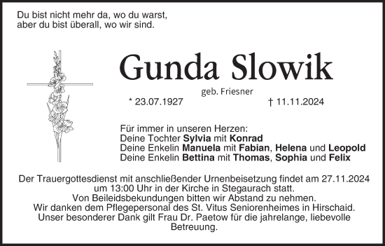 Anzeige von Gunda Slowik von MGO