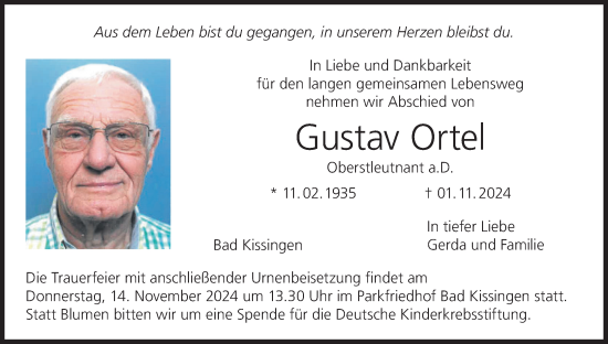 Anzeige von Gustav Ortel von MGO