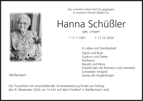 Anzeige von Hanna Schüßler von MGO