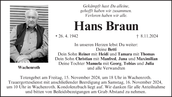 Anzeige von Hans Braun von MGO