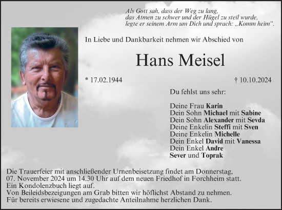 Anzeige von Hans Meisel von MGO