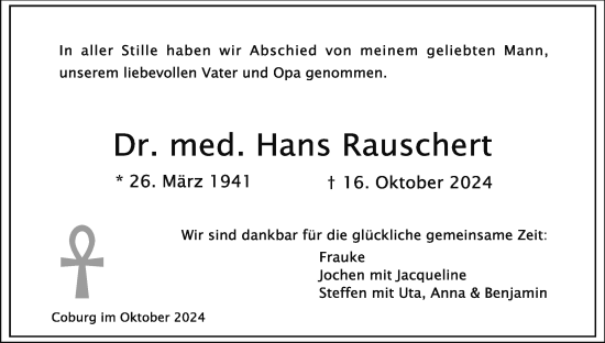 Anzeige von Hans Rauschert von MGO