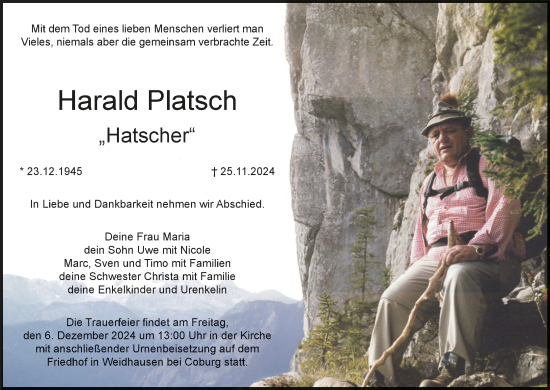 Anzeige von Harald Platsch von MGO