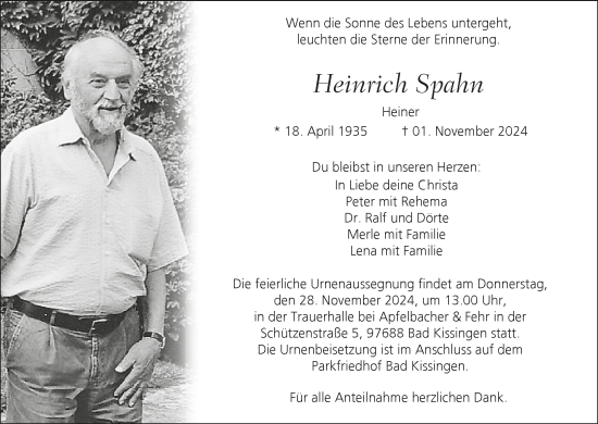 Anzeige von Heinrich Spahn von MGO