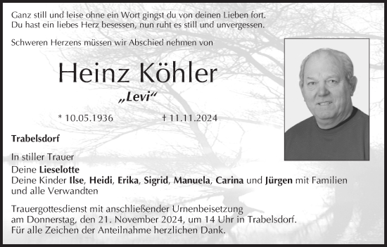 Anzeige von Heinz Köhler von MGO