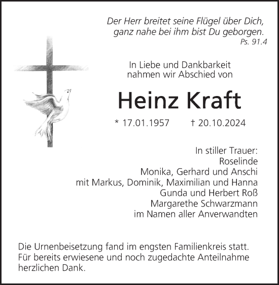 Anzeige von Heinz Kraft von MGO