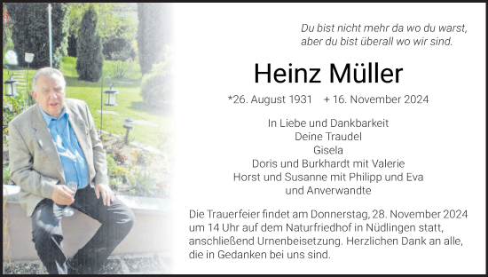 Anzeige von Heinz Müller von MGO