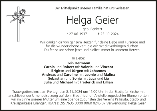 Anzeige von Helga Geier von MGO