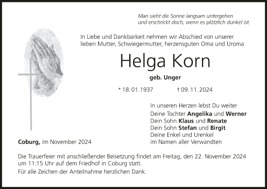 Anzeige von Helga Korn von MGO