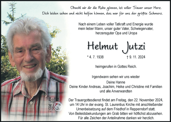 Anzeige von Helmut Jutzi von MGO