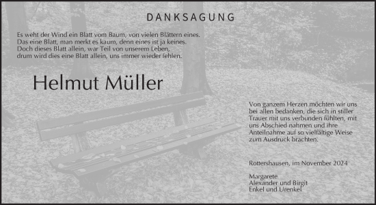 Traueranzeige von Helmut Müller