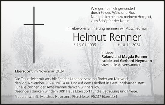 Anzeige von Helmut Renner von MGO