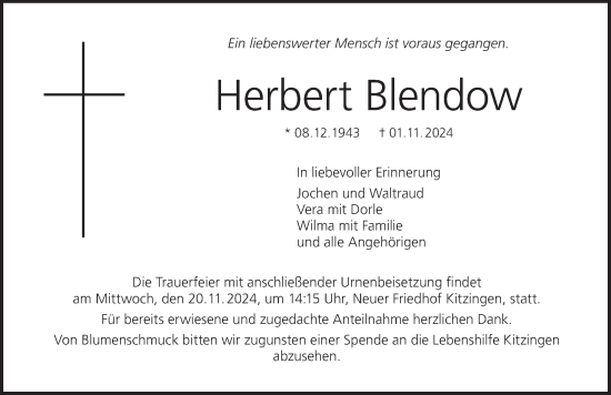 Anzeige von Herbert Blendow von MGO