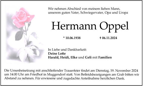 Anzeige von Hermann Oppel von MGO