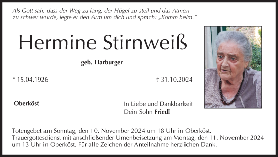 Anzeige von Hermine Stirnweiß von MGO