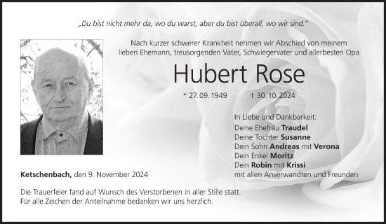 Anzeige von Hubert Rose von MGO