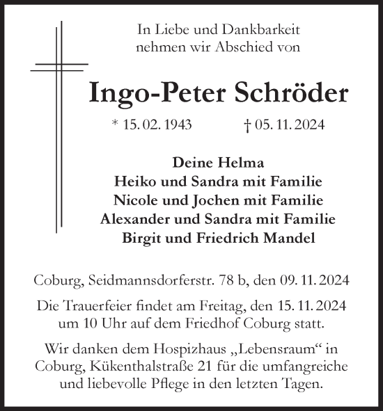 Anzeige von Ingo-Peter Schröder von MGO