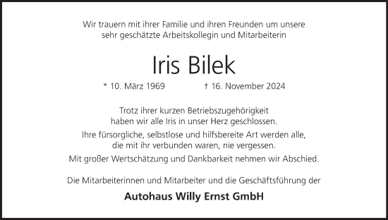 Anzeige von Iris Bilek von MGO