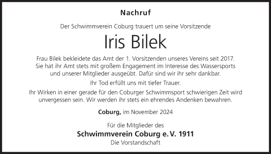 Anzeige von Iris Bilek von MGO