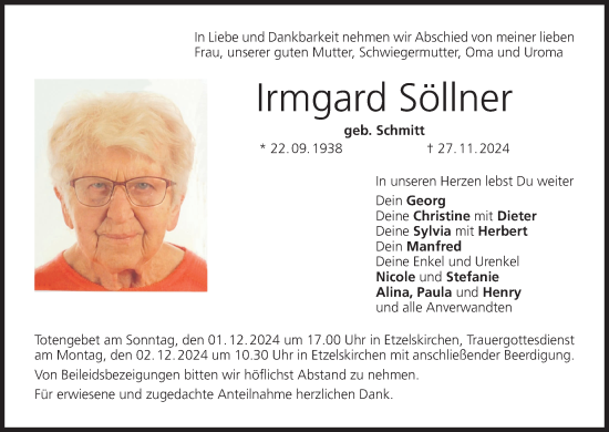 Anzeige von Irmgard Söllner von MGO