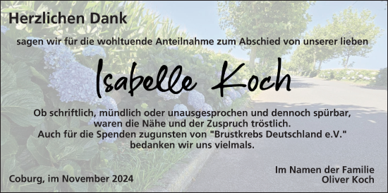 Anzeige von Isabelle Koch von MGO